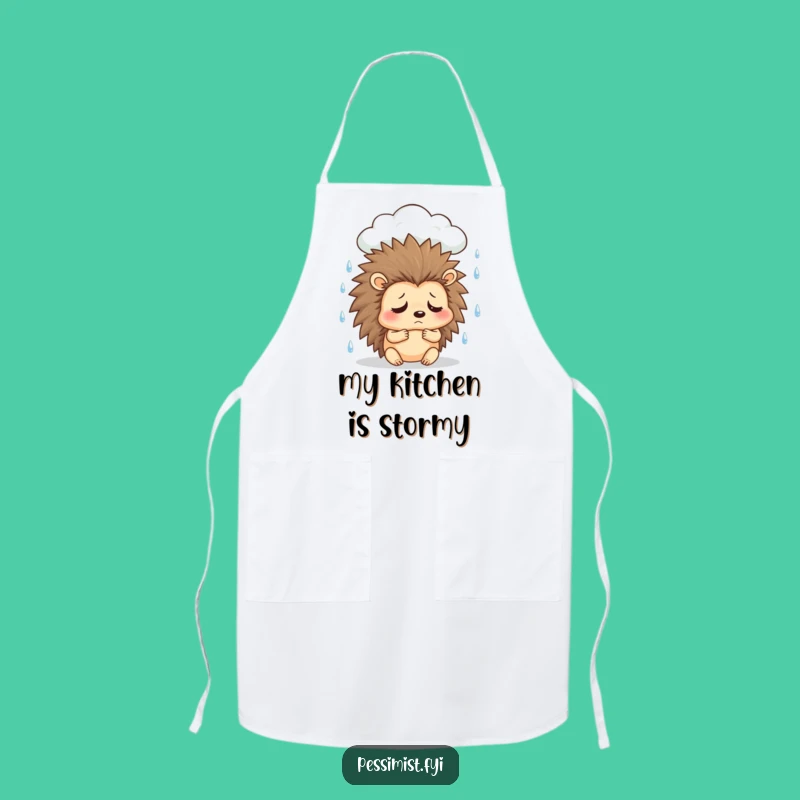 Funny Sad Hedgehog Apron - Kitchen Humor for Gloomy Cooks
