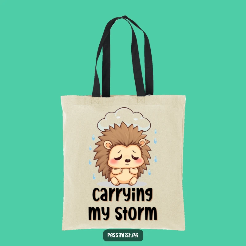 Funny Sad Hedgehog Tote Bag - Carry Your Worries with Humorous Style